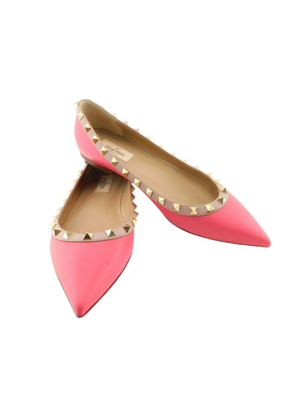 VALENTINO Rockstud Rose Pink Leather Studded Ballerina Flats 39